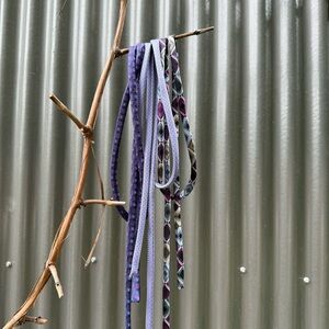 Upcycled handmade silk tie cords purple bundle. See photos for using them.